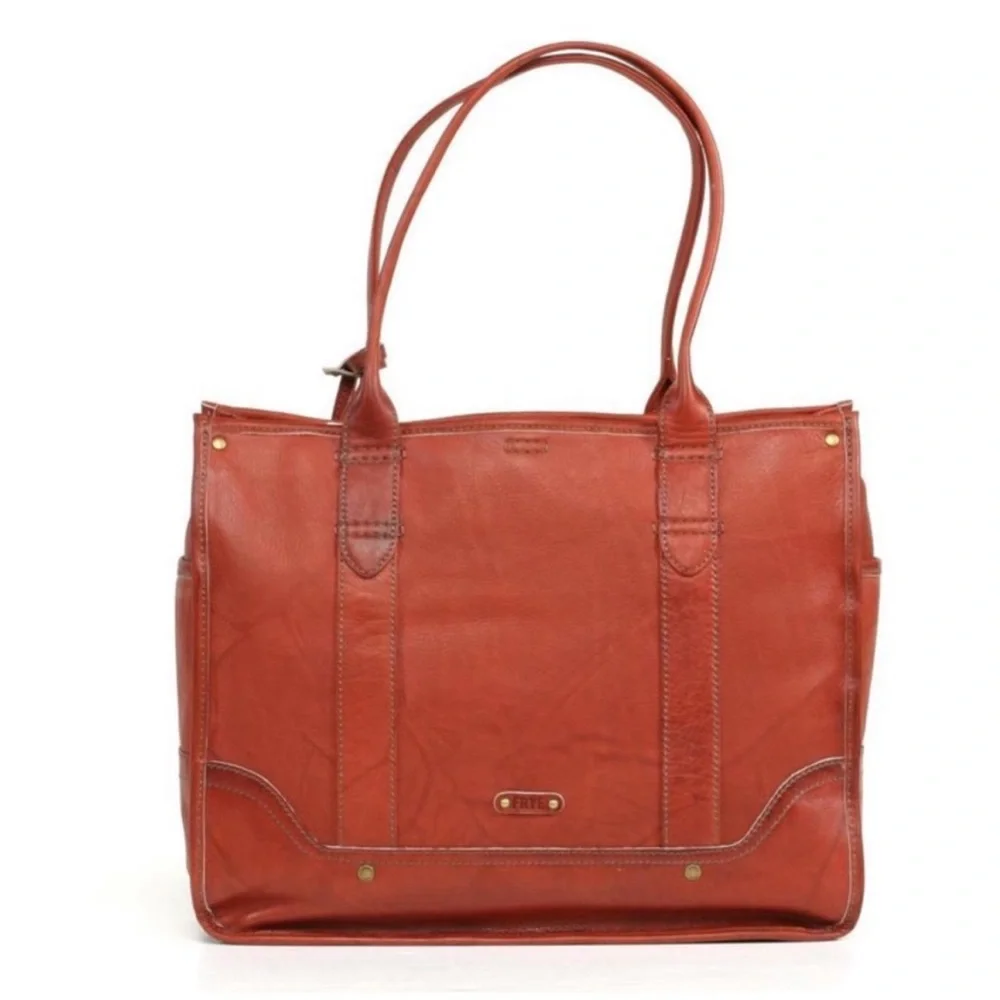 Frye leather campus shopper tote purse over night bag laptop case shoulder strap